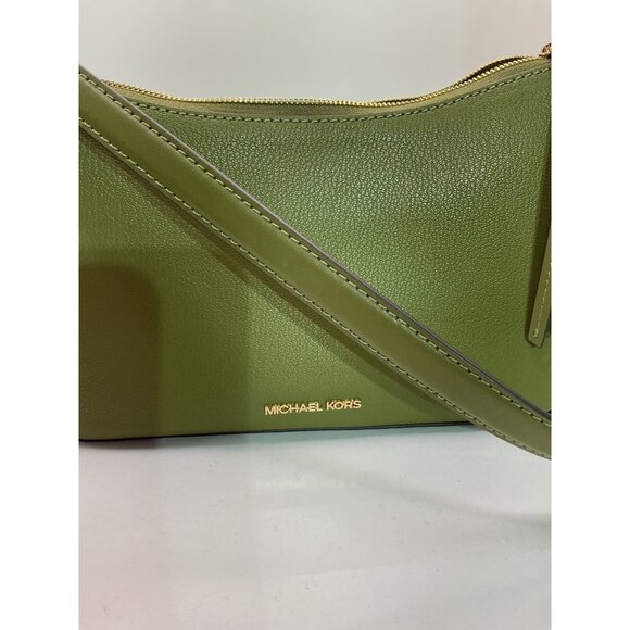 Michael Kors Olive Green Pebbled Leather Crossbody Bag With Adjustable Strap & G - Picture 8 of 13
